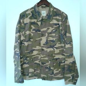 Gap field Jacket shirts mens M Medium Camo Military Safari Zip Up button down
